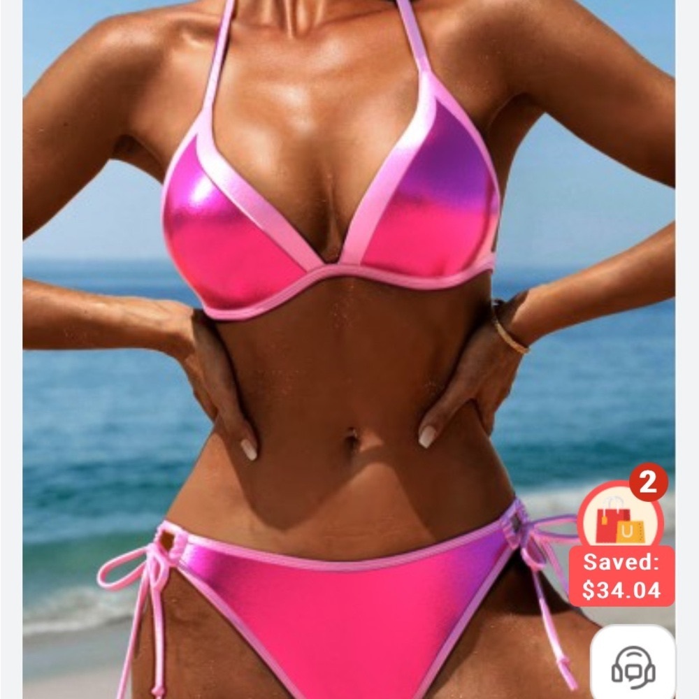 Shiny Pink Bikini Set